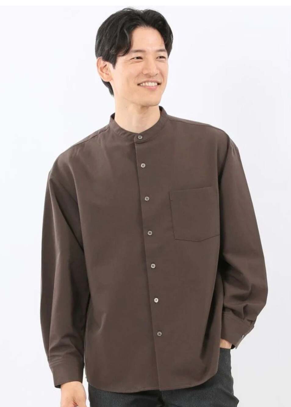 John Henry Micro-Touch Band Collar Long Sleeve Shirt